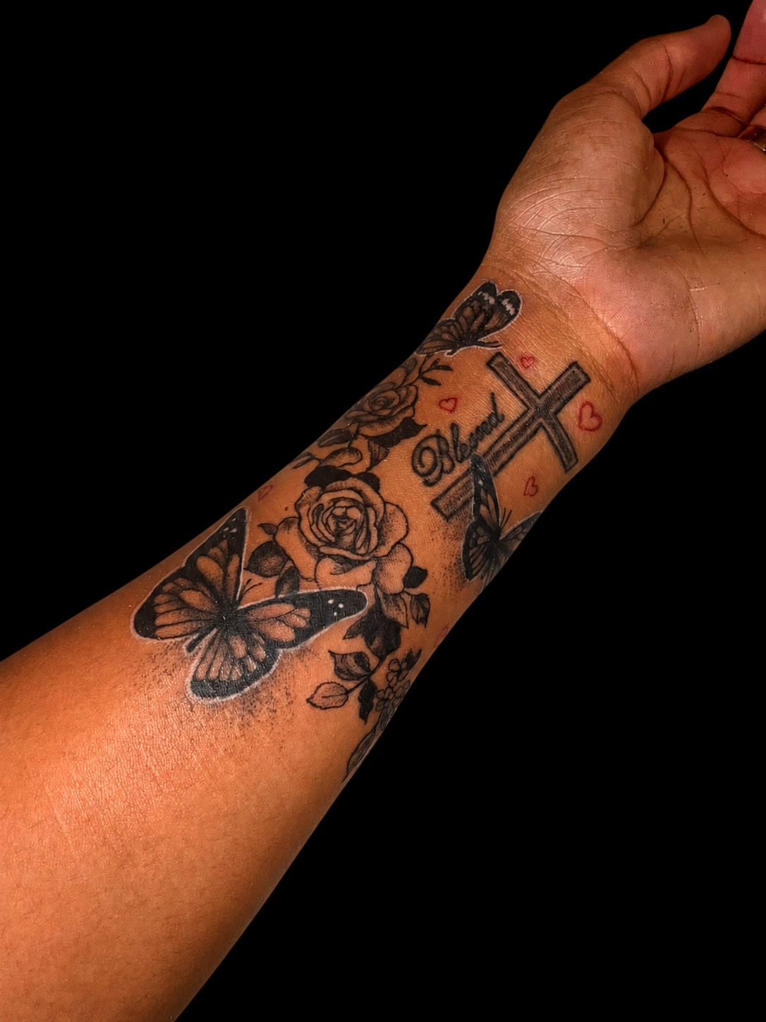 Blessed — Black & Grey tattoo on forearm